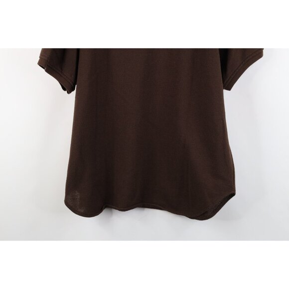 Vintage 90s Express Womens Small Faded Blank Baggy Fit Thermal Knit Polo Brown - Picture 12 of 12